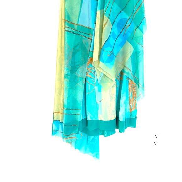 Legatte Jeans Bohemian-Style Asymmetrical Hemline - Teal and Blue Colors Size 6 - Picture 5 of 10